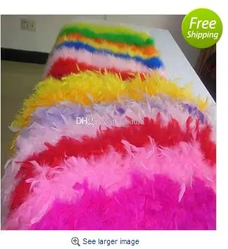 Дешевые перо Boas 2 м Боа Из Перьев Марабу полоса для свадебное шарф много цветов