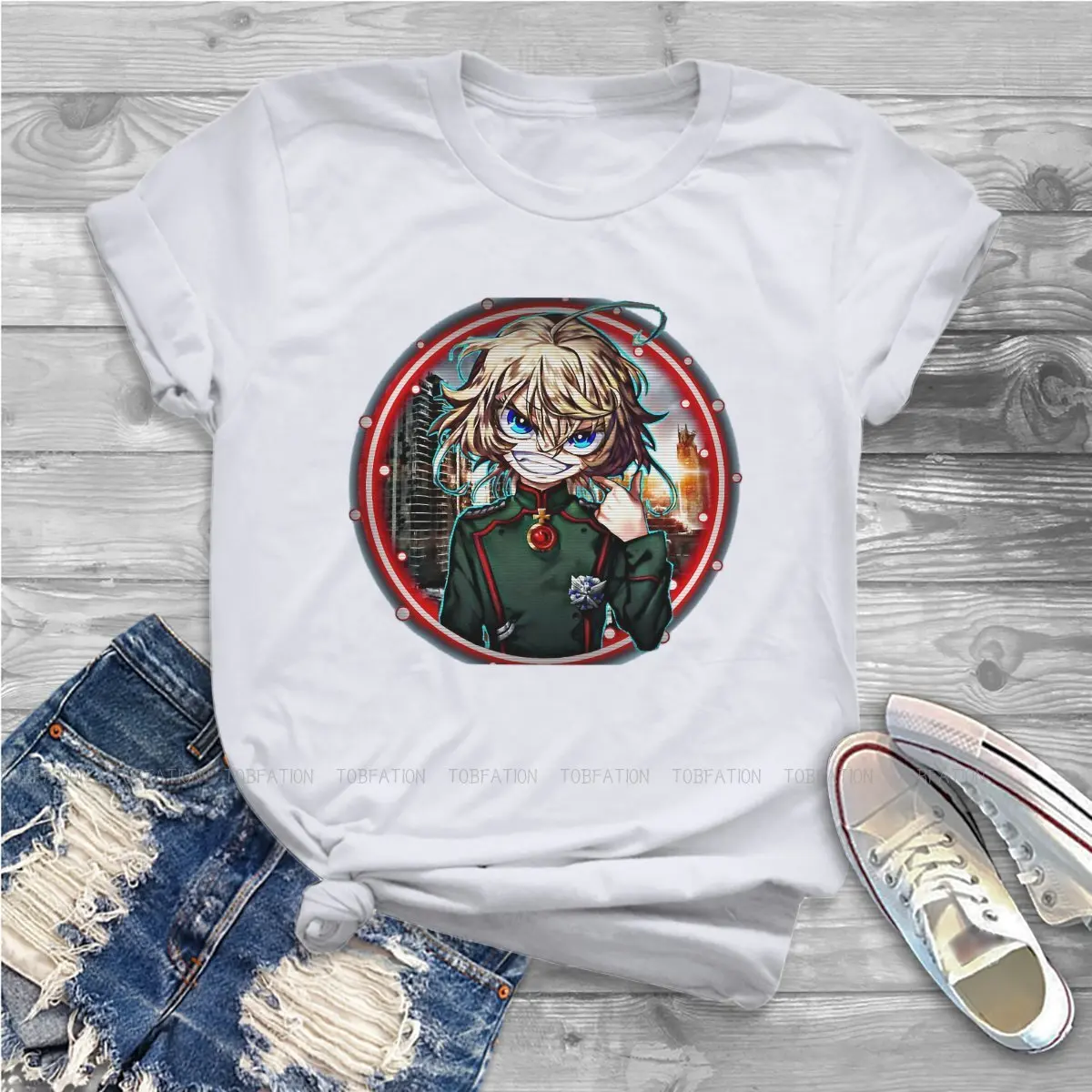 

Youjo Senki Women Tshirts The Saga of Tanya the Evil Grunge Vintage Female Clothing Cotton Graphic Short Sleeve