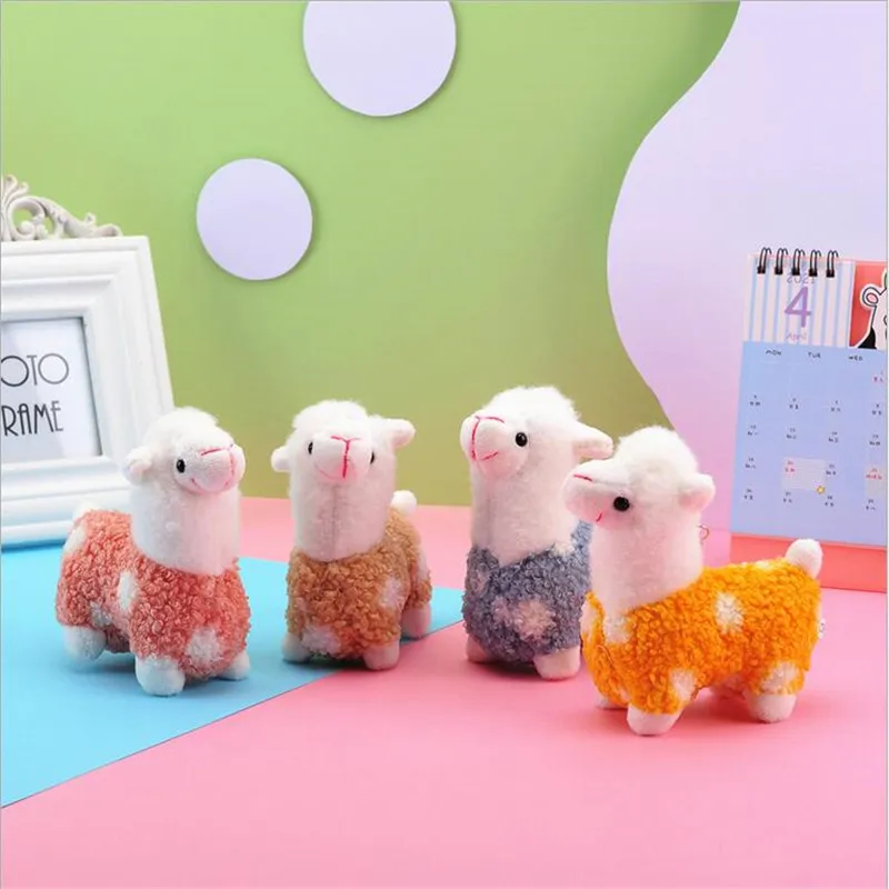 

1PCS Polka Dot Alpaca Animal Grass Mud Horse Plush Toys For Girls Brithday Gift Doll Keychain Small Pendant Accessories 12CM