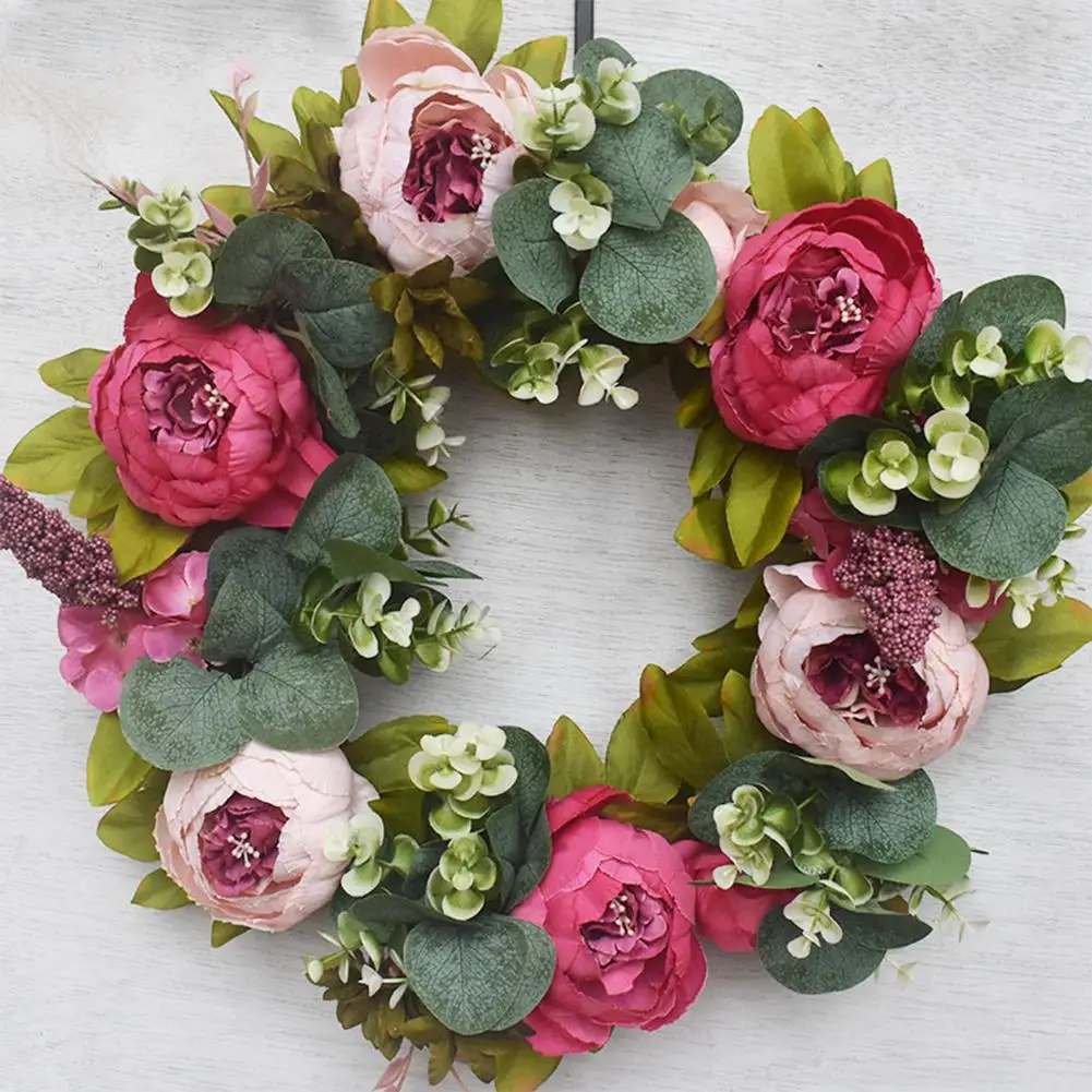 

Artificial Peony Garland Door Decoration Wedding Wreath Fake Flowers For Home Decor