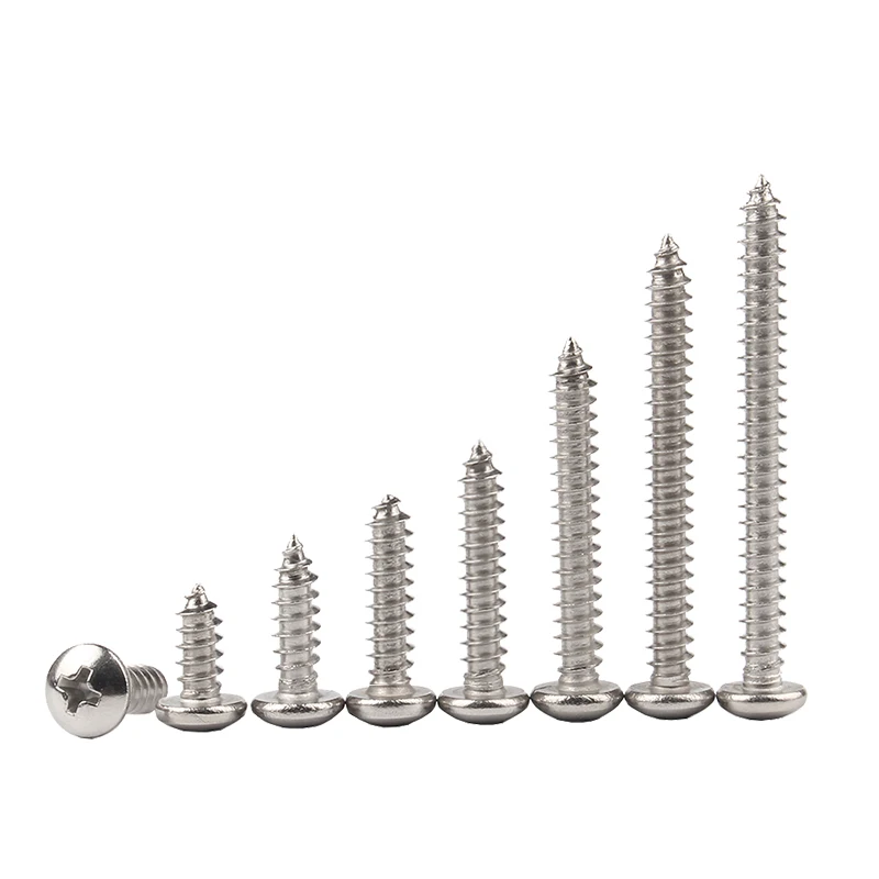 

UMYUU 20/50Pcs M3 M4 Cross Recessed Countersunk Head Tapping Wood Screw 304 Stainless steel Length 6-45mm