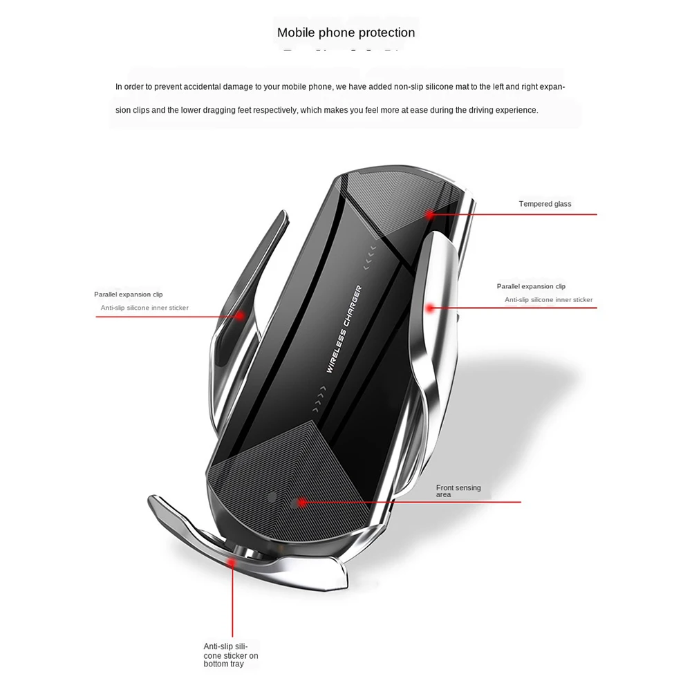 

car phone holder 10w qi wireless charger for iPhone X Samsung S10 S9 S8 phone holder car phone power charger in air vent