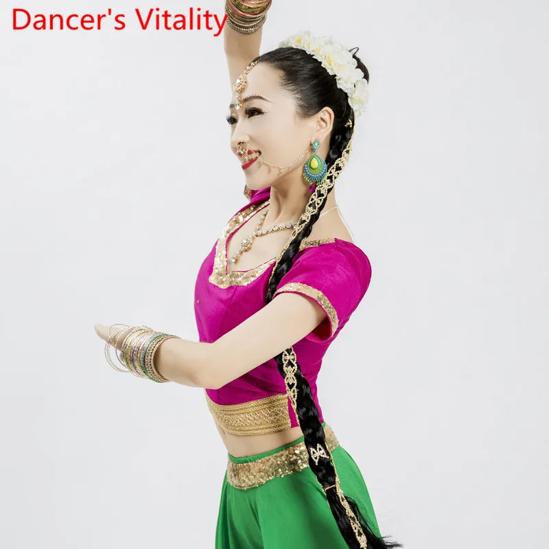 Женская индийская танцевальная тренировочная одежда искусственный Топ 5 цветов