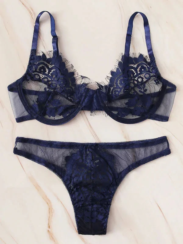 Бюстгальтер и трусики женские кружевные 3 цвета|Комплекты нижнего белья| |