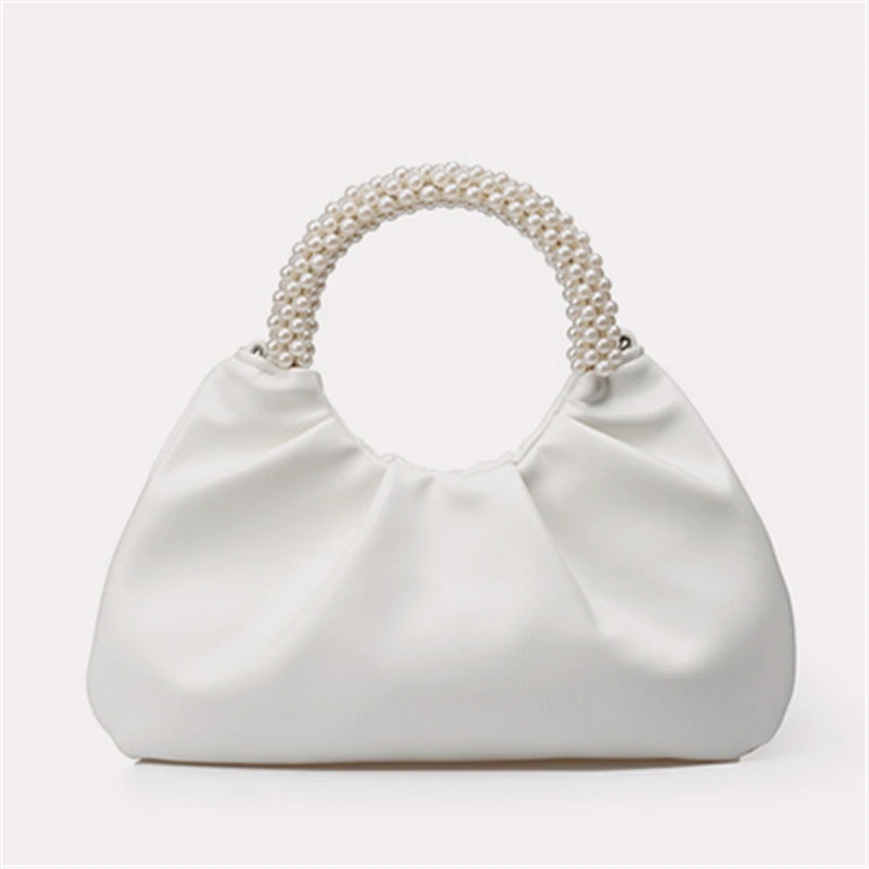 

Soft Leather Pleated Shoulder Bag Pearl Handle Handbag Chain Crossbody Bags For Women 2020 Fashion Cloud Bag Bolsa de hombro