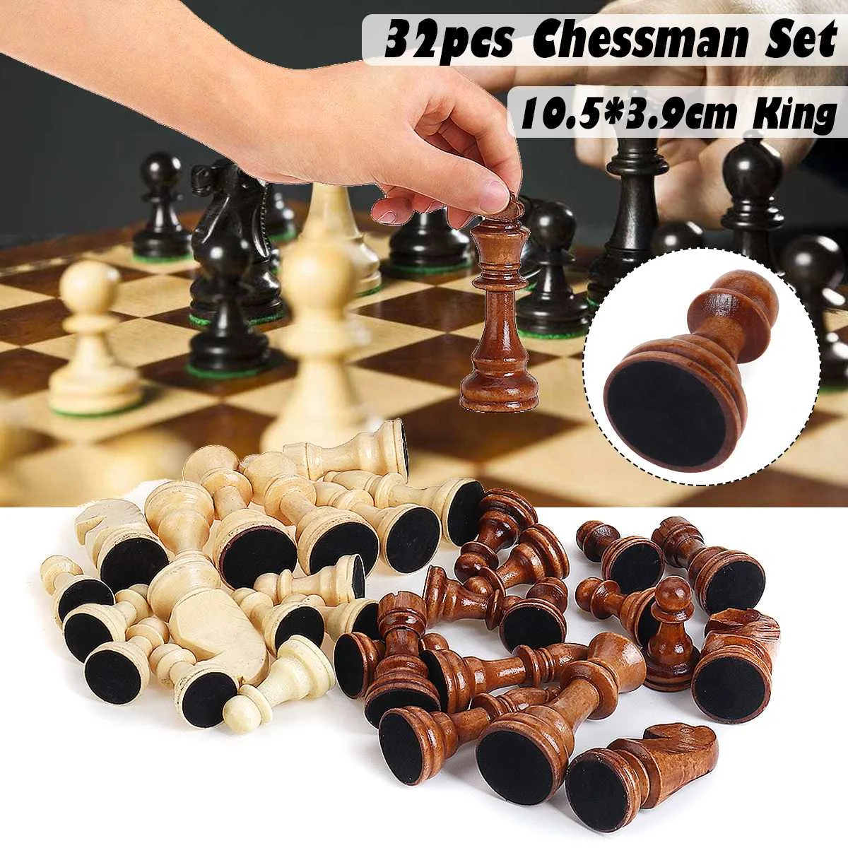 

32 Piece Wooden International Chess Pieces Set Without Chessboard Board Game Funny Game Chessmen Collection Portable Board Game