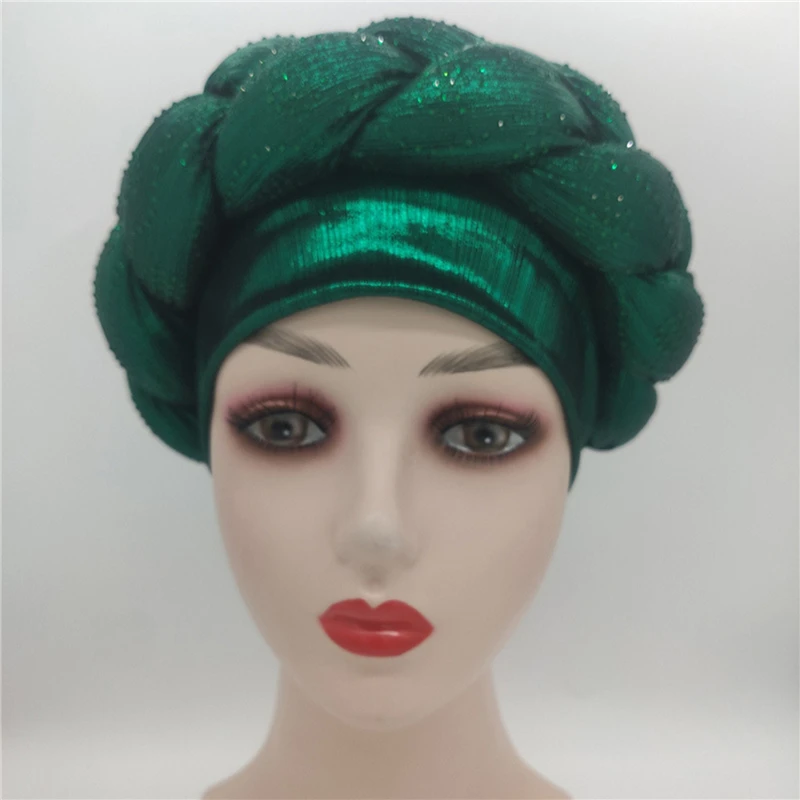 

Женский тюрбан с косичками aso oke auto gele, головной убор с бриллиантами