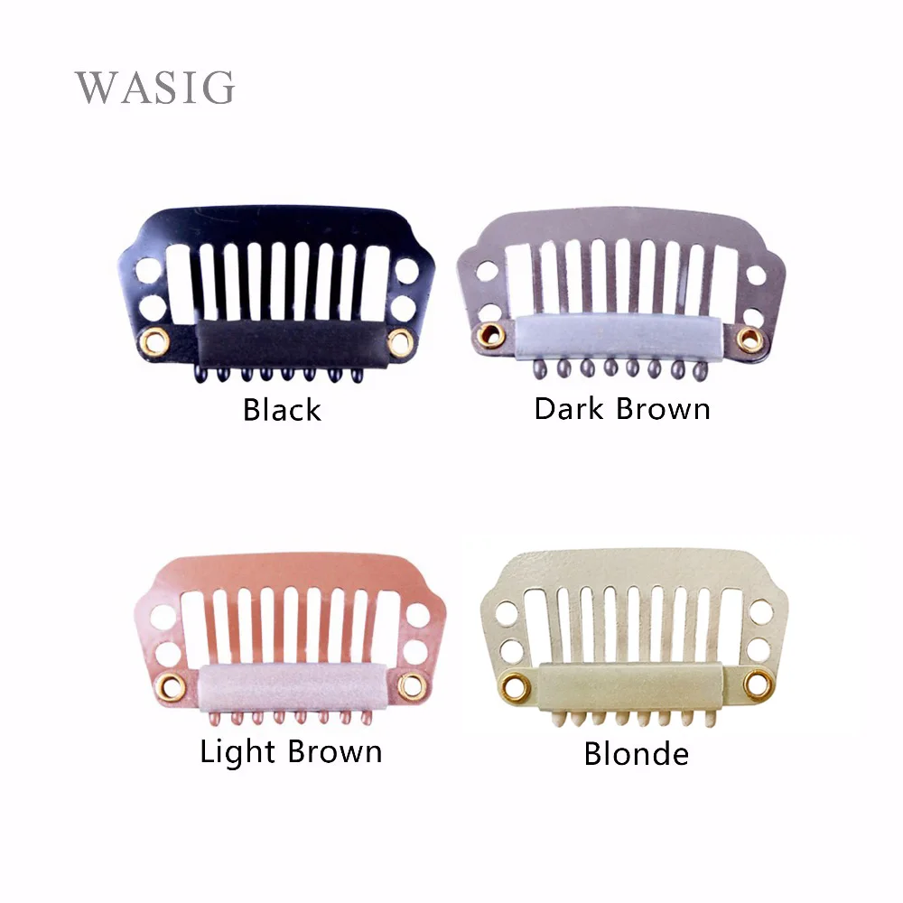 

1000pcs 28mm 8teeth wigs Clips with silicone back for Hair Extensions accessories 4 colors available