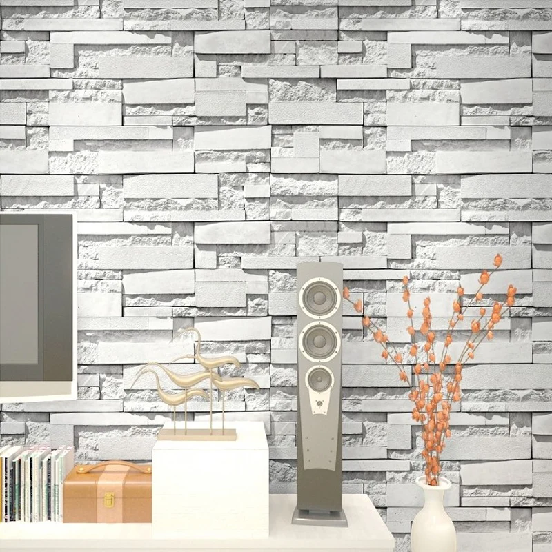 

cafe 3D Embossed Vinyl Wall Paper Rolls Home Decor Papel De Parede 3D Living Room Stone Brick Wall PVC Waterproof Wallpaper For