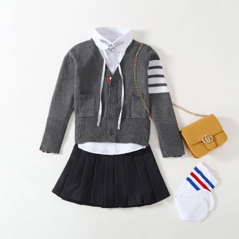 Плиссированные юбки для девочек детская школьная юбка весна-осень однотонные