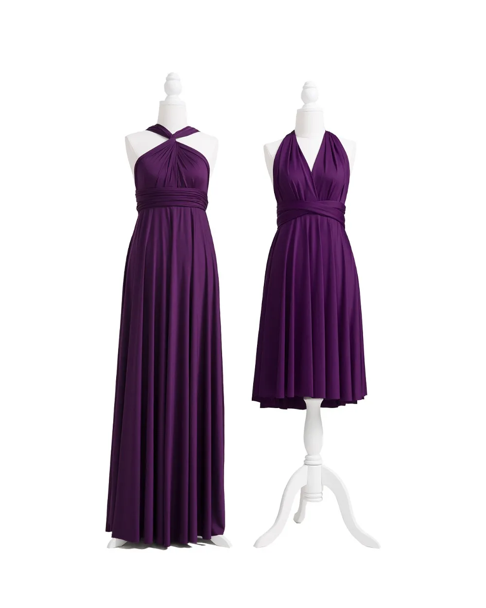Темно-фиолетовое бесконечное платье подружки невесты, многоходовое длинное платье размера плюс, макси-платье-трансформер с запахом и лямкой на шее