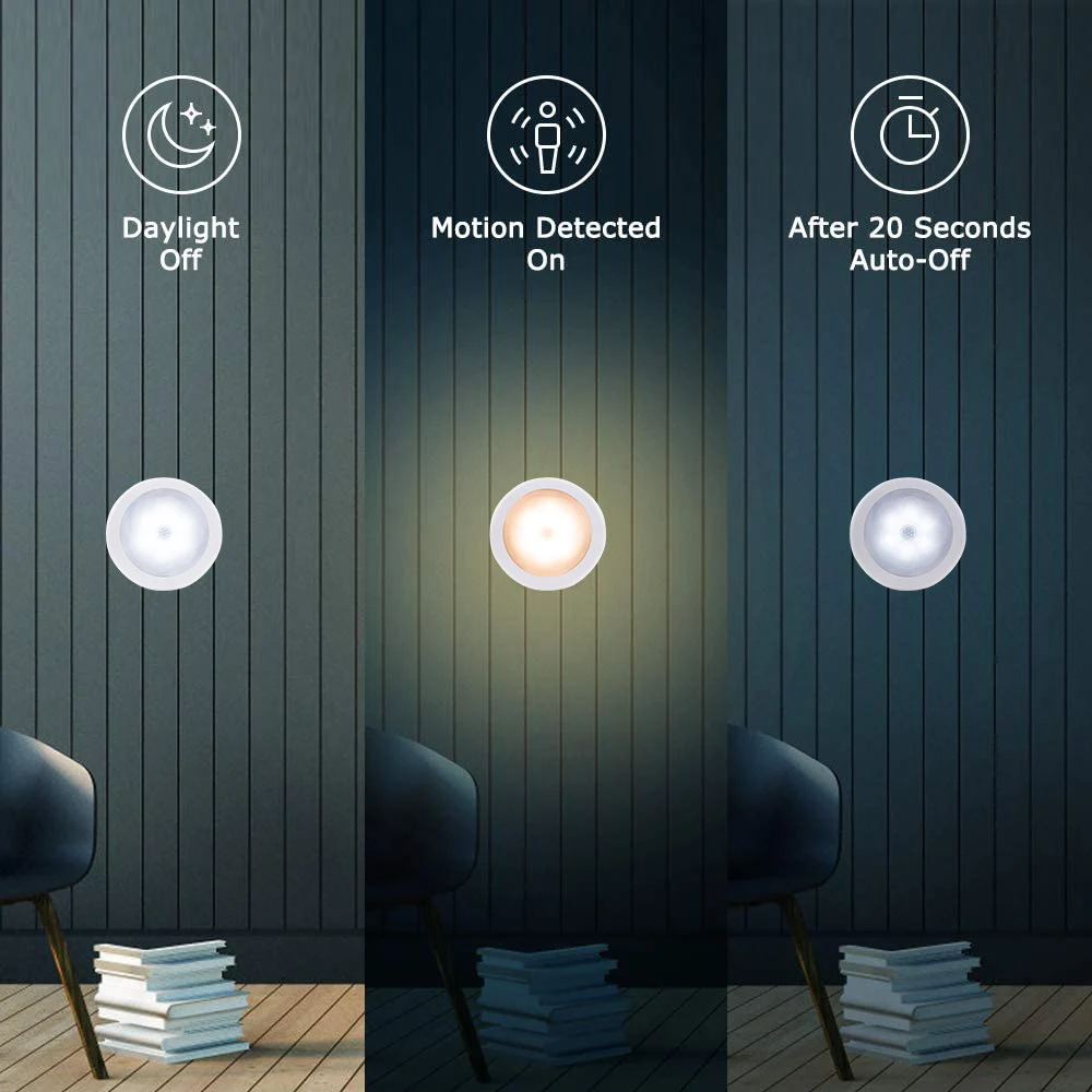 Беспроводной светодиодный ночник с пассивным инфракрасным датчиком движения