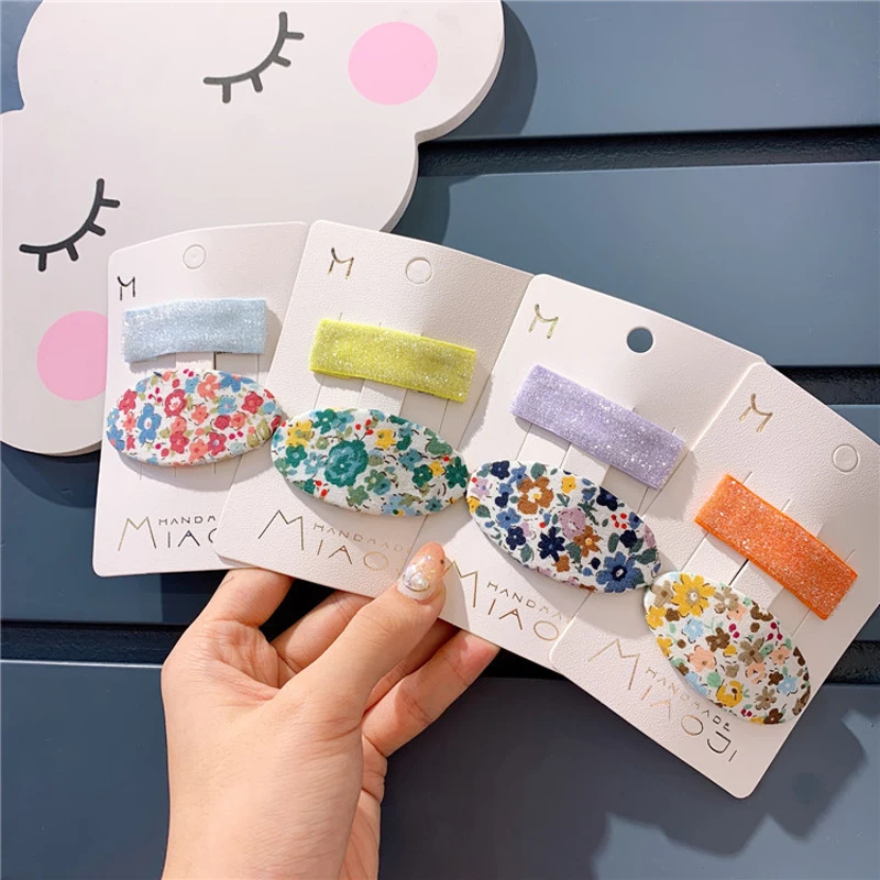 Детские аксессуары для волос 2 шт./компл. милые заколки с цветочным принтом