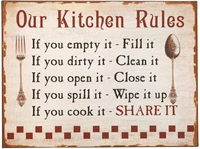 kitchen rules retro metal tin sign plaque poster wall decor art shabby chic gift