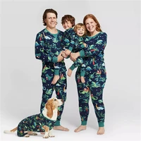 new pajamas suit parent child outfit with dog family clothes dad mom baby kids dinosaur print sleepwear family matching outfits