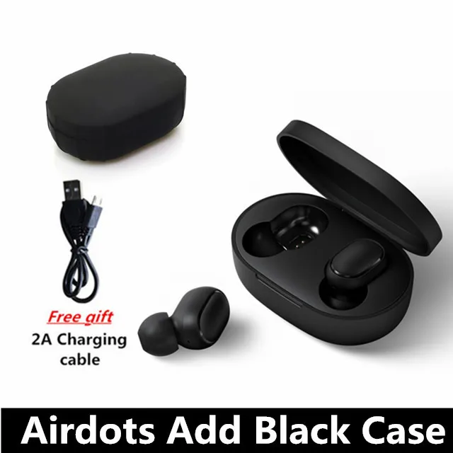 add black cable Оригинальные беспроводные наушники Xiaomi Redmi Airdots True, голосовое управление, Bluetooth 5,0, шумоподавление, управление краном, зарядная коробка, вкладыши - Цвет: add black cable