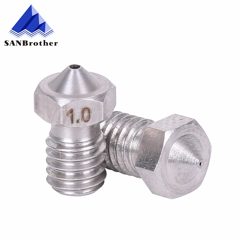 

5 шт. V5/V6 насадка из нержавеющей стали 0,2/0,3/0,4/0,5/0,6/0,8 мм M6 нить сопло-насадка для 3D-принтеры E3d 1,75/3,00 мм Экструдер печатающей головки