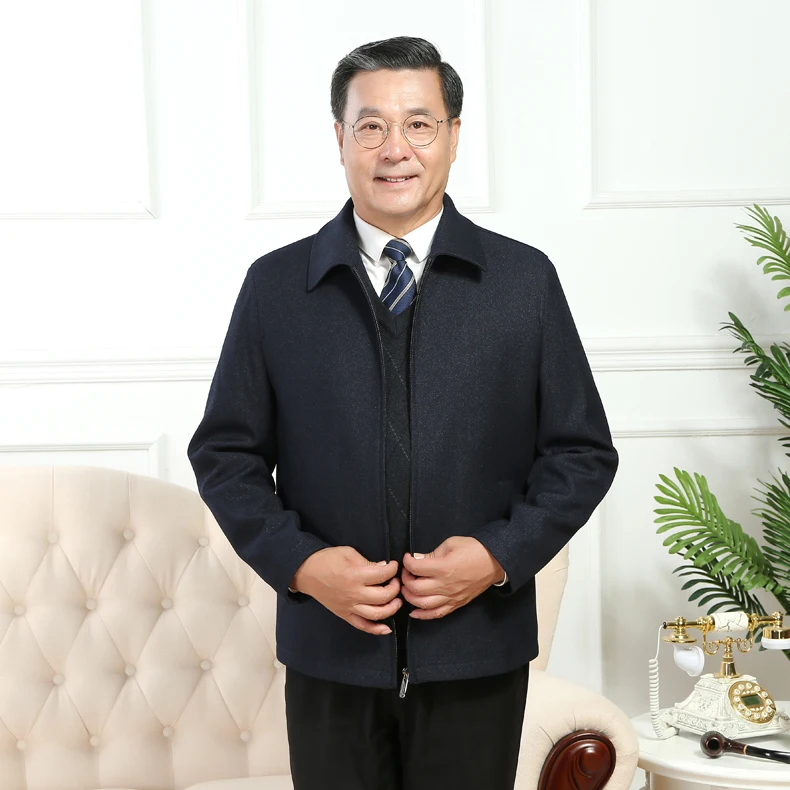 Mu Yuan Yang Осенняя Новая мужская повседневная куртка классическая деловая однотонная куртка с отворотом плюс бархатное толстое осеннее и зимнее пальто