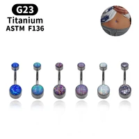exquisite body jewelry for women astm f136 titanium opal cz cubic zircon navel piercing belly button ring body piercing