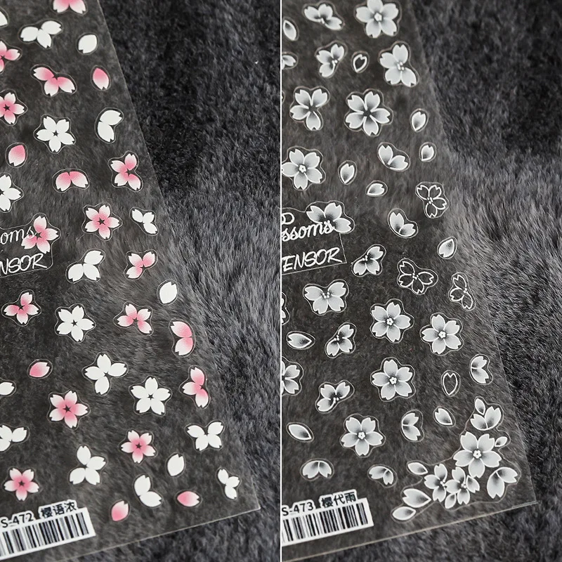 

Наклейки для ногтей с 3d-гравировкой, в форме цветка, бабочки, сакуры