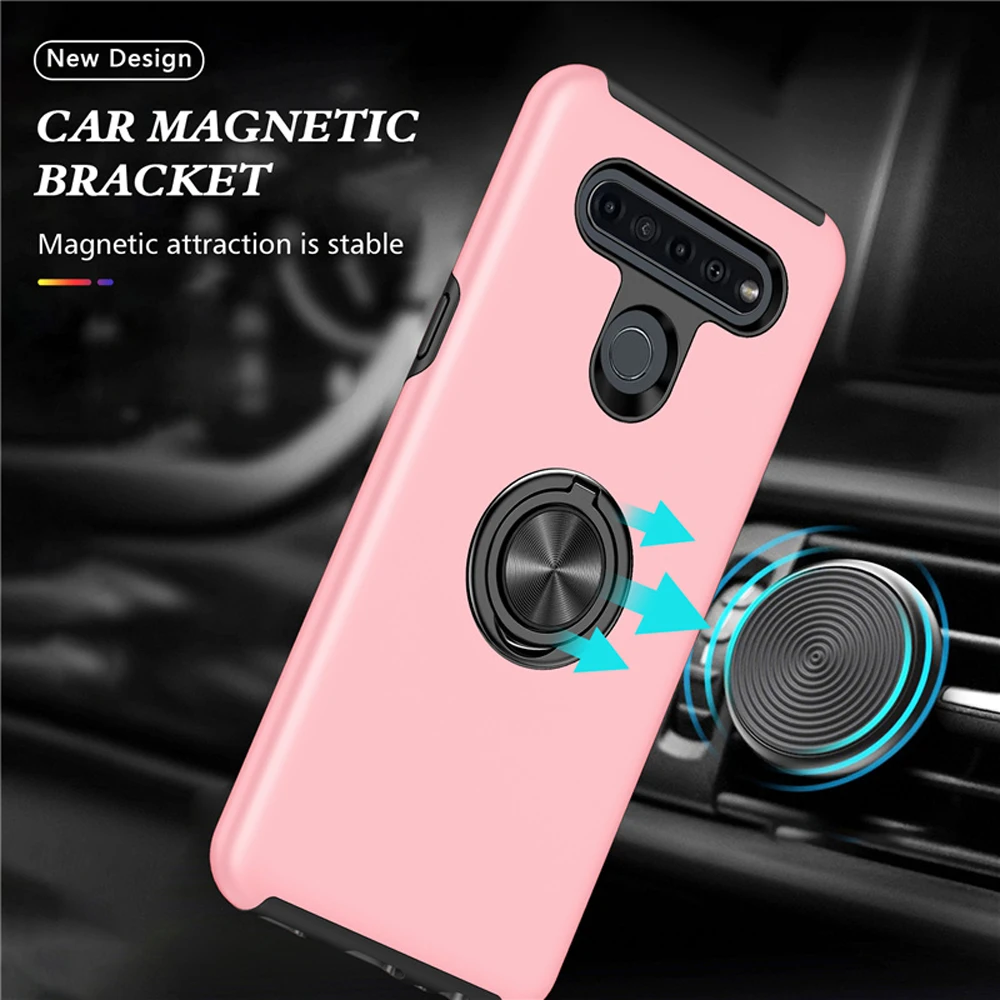

For LG K51S Shockproof Case Bumper Finger Ring Back Phone Shell LG K41S K52 Stylo 7 Stand Cover for LG K53 K 51 41 S Luxury Case