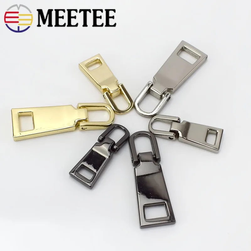 

Meetee 10pcs 3# 5# Zipper Pullers Sliders for Metal Zips Head Pulls Repair Kits DIY Garments Sewing Zip Slider Puller Craft