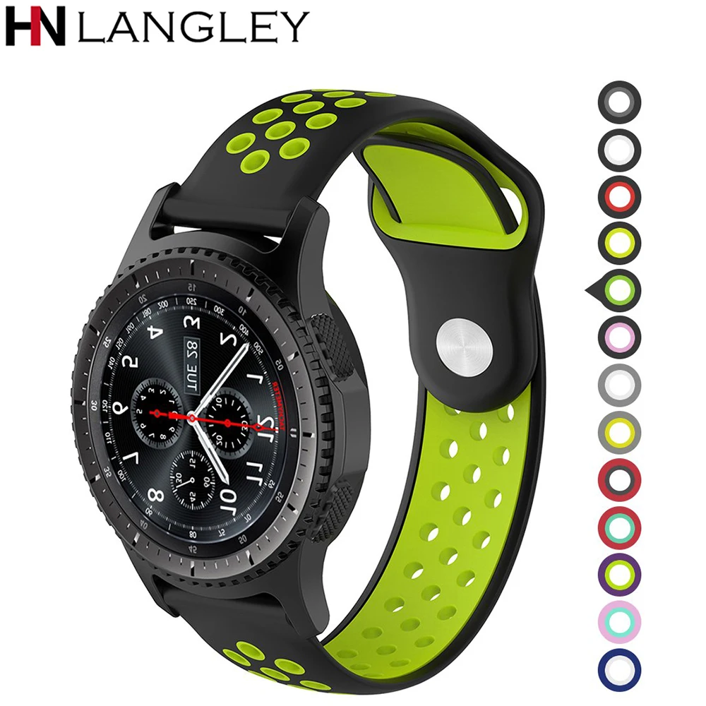 Спортивный силиконовый ремешок для samsung gear S3 Frontier, 22 мм, ремешок для часов Galaxy Watch, 42/46 мм, gear S2, классический спортивный ремешок, 20 мм