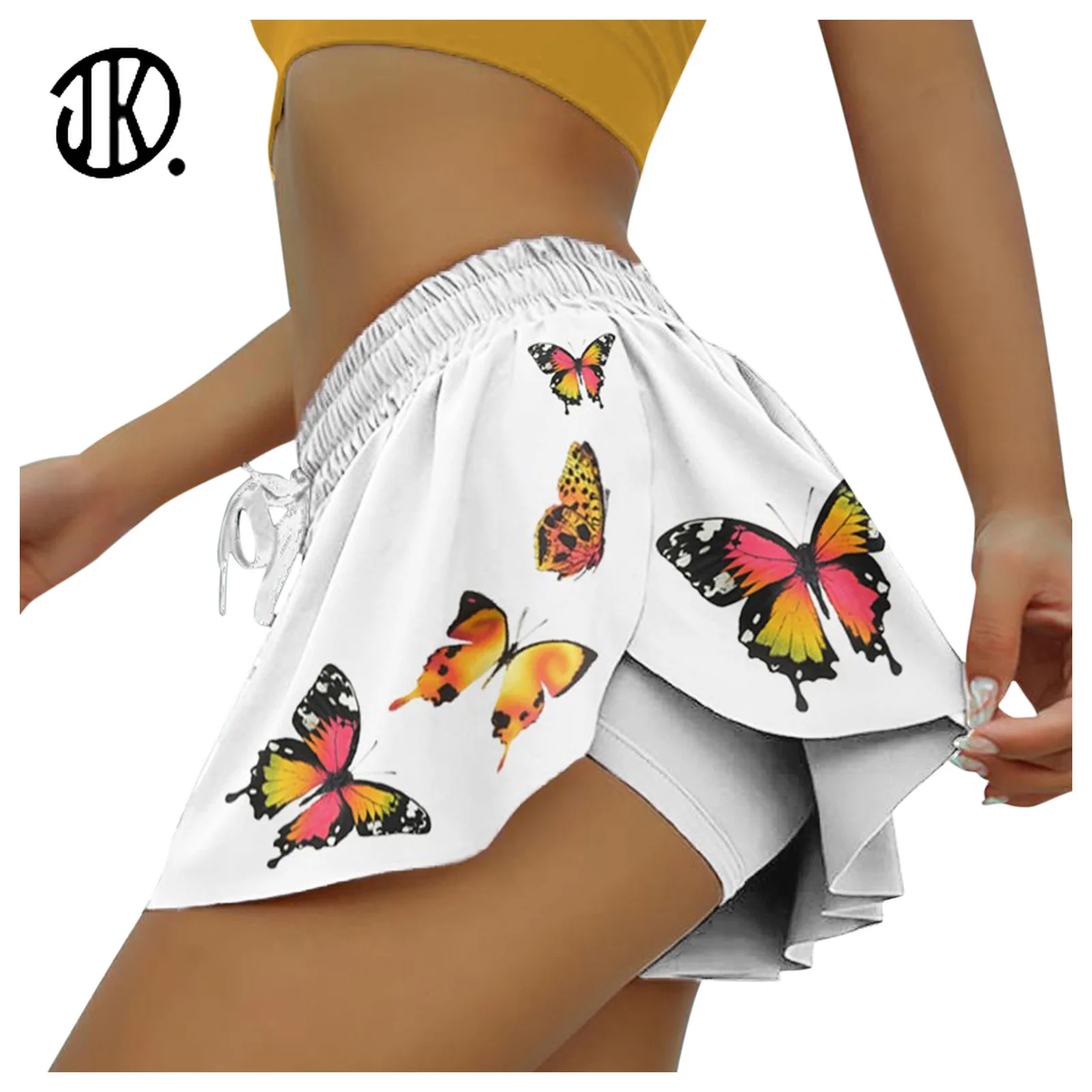 

Butterfly Print Yoga Shorts Women's Sports Elastic Anti-exhaust Shorts Summer Hiking Culottes For Lady Leopard Golf Mini Bottom