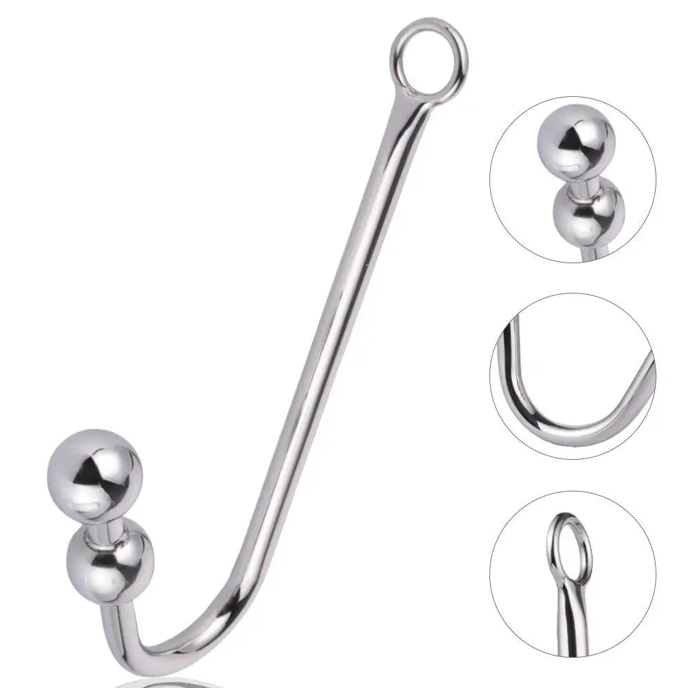 Erotic Adult Product Fetish Sex Slave Games Two Solid Balls Steel Butt Plug Tail Anal Rope Hook Bondage Double Ball Gay Toys |