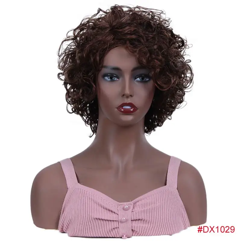 DX1029 Rebecca короткие влажные и волнистые парики для черных женщин перуанские Remy свободные кудрявые человеческие волосы парик цвет в 1B DX1029 - Цвет волос: DX1029