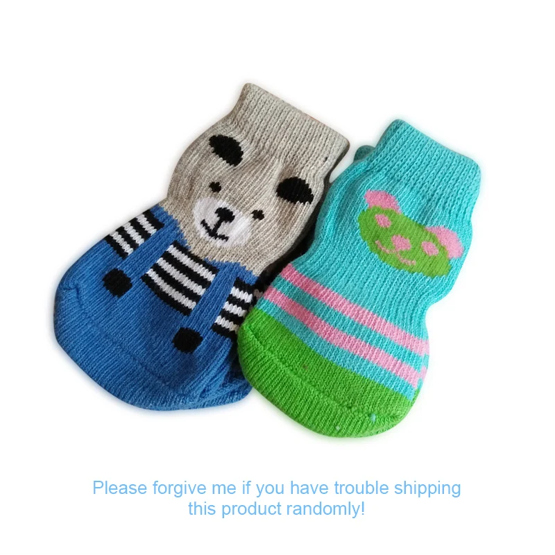 

4pcs Pet Puppy Dog Shoes Anti Slip Socks Small Dogs Cat Shoes Chihuahua Boots Color Home Pet Socks Pattern Random S/M/L/XL