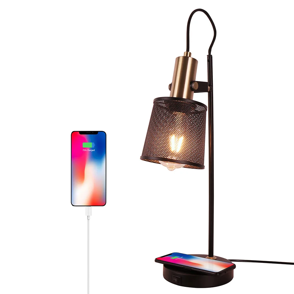 Промышленный Ретро черный железный металлический сетчатый Настольный