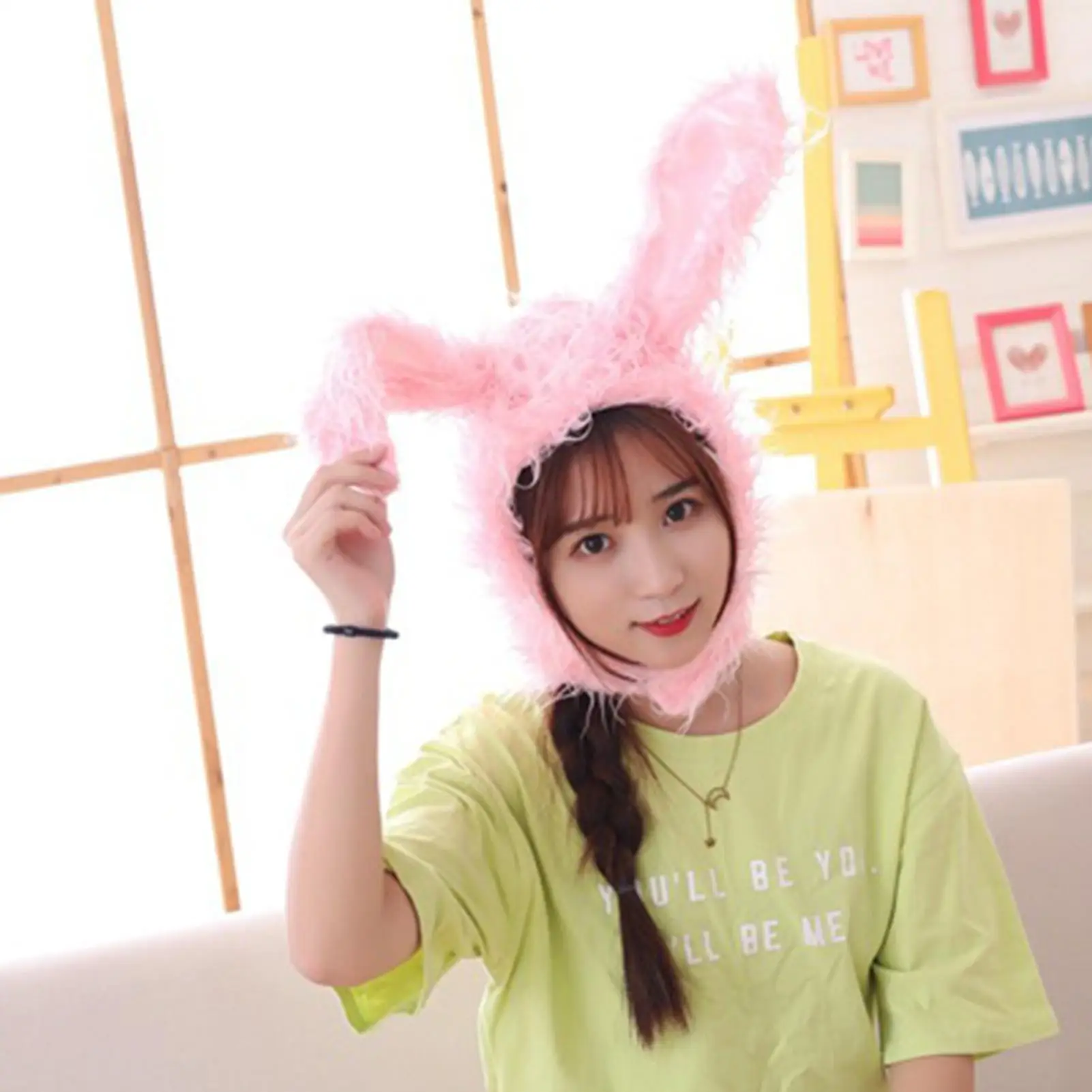 

Cute Soft Plush Bunny Hat Cap Long Ear Winter Party Costume Rabbit Cap White Rabbit Women's Hat Head Warmer Costume Photo Prop