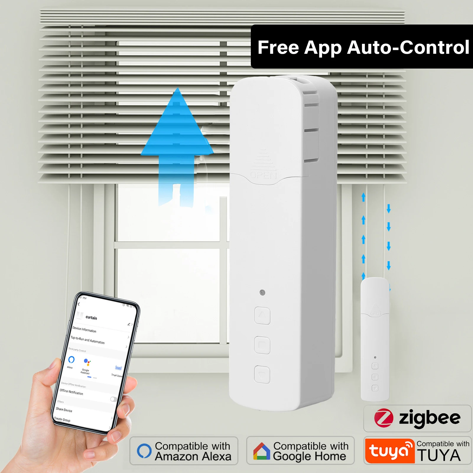 

Zigbee Tuya Smart Motorized Chain Roller Blinds Automation Kit,Remote Voice control via Alexa / Google Home, smart assistant