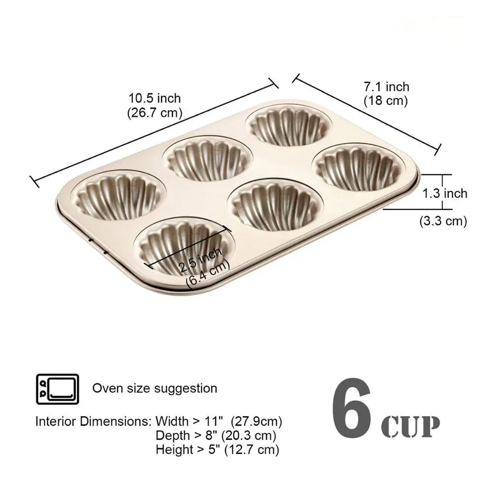 Антипригарная форма для торта Madeleine сферический гребешок с 6 полостями Меделин
