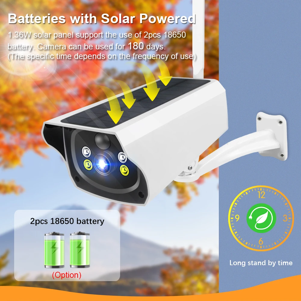 IP Camera WIFI Security Solar 1080P 2MP HD Tuya Smart Life Outdoor Video CCTV Surveillance Wireless Battery Cam 128G SD | Безопасность и