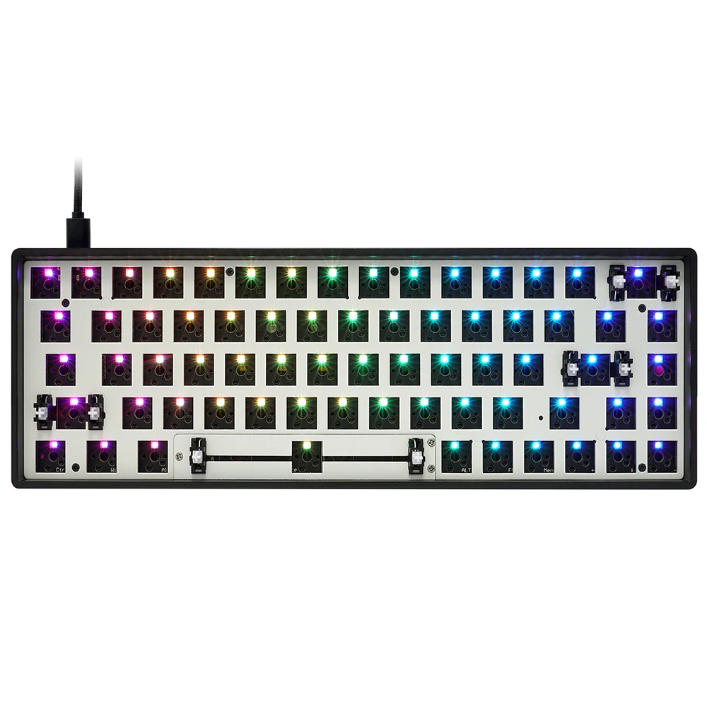 

gk68x gk68XS hot swappable 65%Custom Mechanical Keyboard support split spacebar rgb switch leds type c keyboard DIY kit
