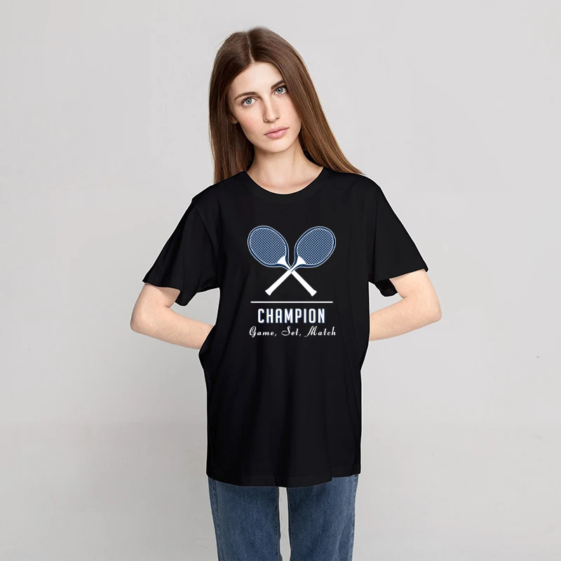 Футболки с принтом чемпиона женская модная повседневная футболка летние