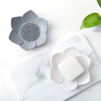 soft silicone box draining soap dish soap box plate lotusfish bone shape holder home portable soap dishes bathroom accessories
