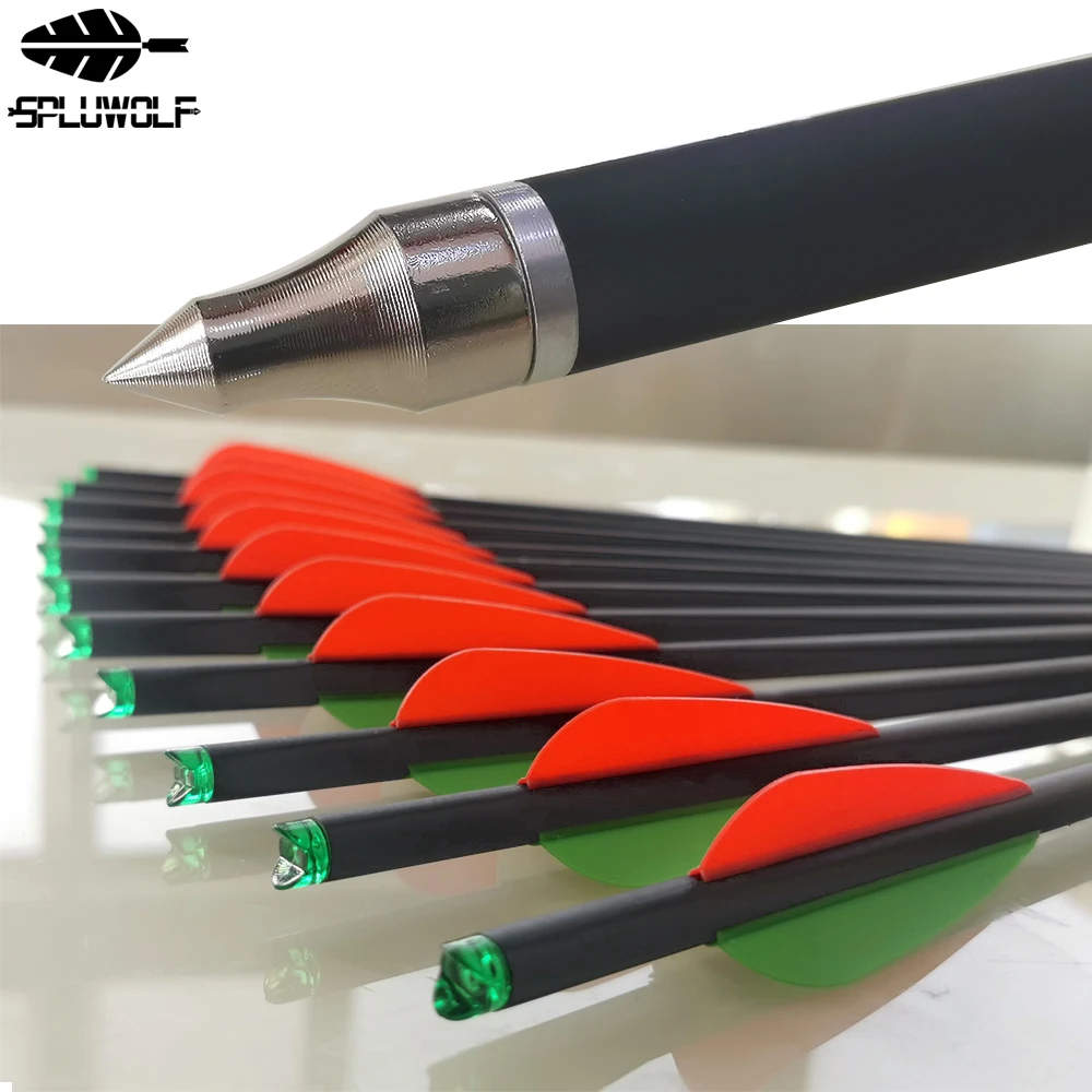 

12 PCS 13.5"16"17"18"20"22" Archery Bow Carbon Arrows Crossbow Bolts 8.8mm with Remove Tip for Crossbow Bow Arrow Hunting