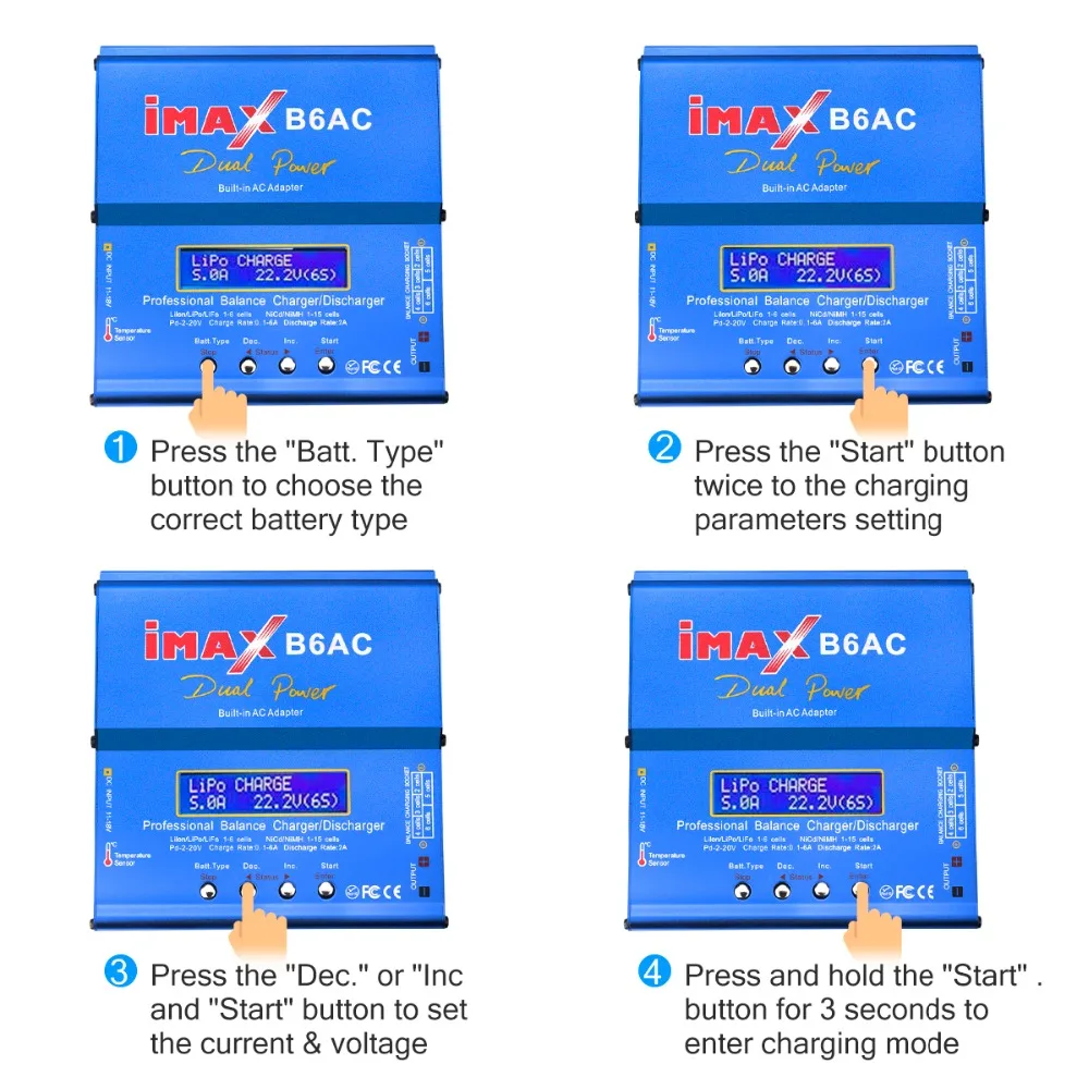 Зарядное устройство iMAX B6AC с Европейской/американской вилкой 80 Вт балансирующее