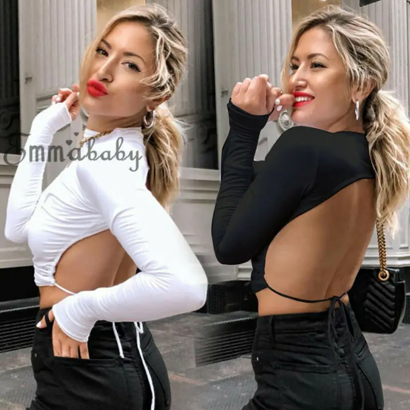 

Women Summer cotton backless bandage lace up crop tops 2019 summer women fashion sexy female camis regata feminina camisa femini