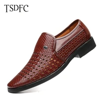 summer fashion formal men shoes punch lace breathable hollow business dress shoes plus genuine leather casual sandals oxfords