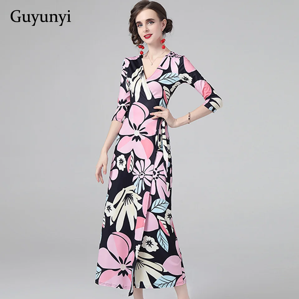 

Женское винтажное платье с запахом, элегантное праздничное платье с высокой талией, V-образным вырезом и рукавом до локтя, весна 2022