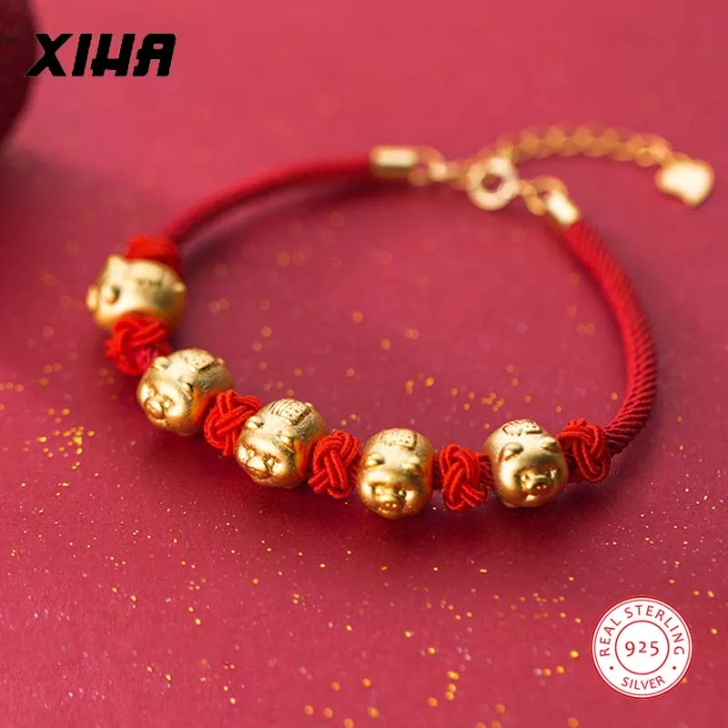 Счастливая Регулируемый красной нитью строка браслет китайского зодиака