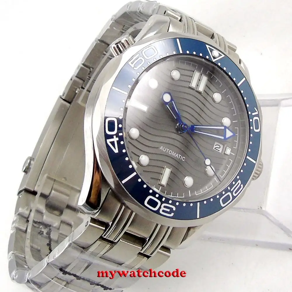 Мужские автоматические часы B304 из нержавеющей стали с серым волнообразным