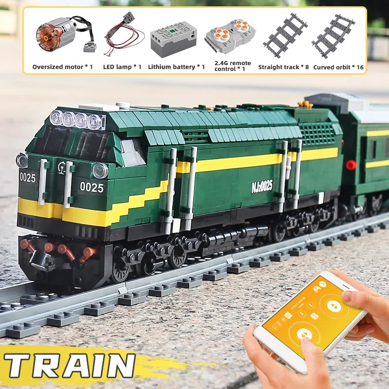 Силовой поезд MOULD KING 12001 Китай модель NJ2 дизельный локомотив железнодорожный