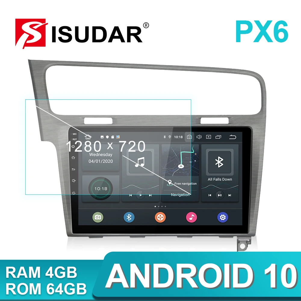 Автомагнитола Isudar PX6 1 Din Android 10 для VW/Volkswagen/Golf 7 Автомобильный мультимедийный