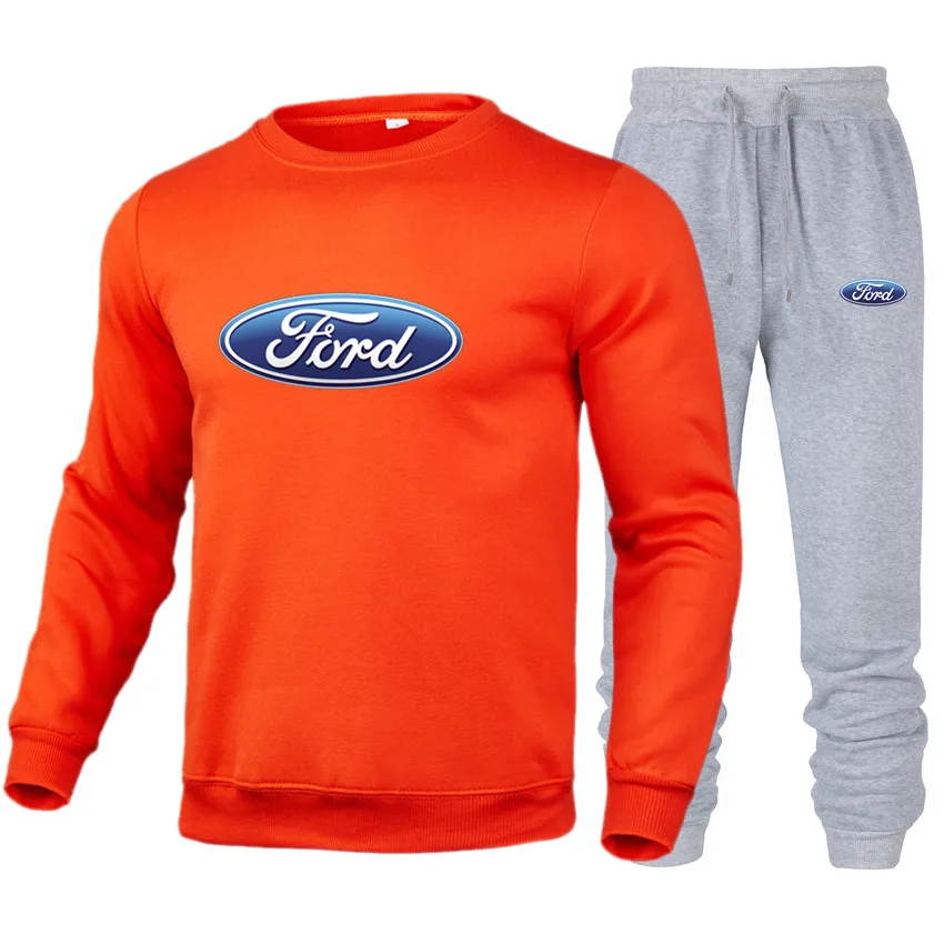 

Sweater men's FORD car logo LOGO sportswear tide brand handsome suit spring and autumn new casual round neck two-piece suit