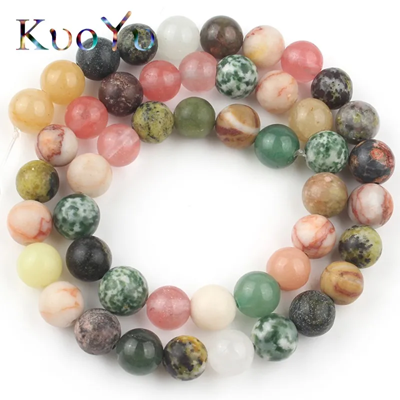 Разноцветные Бусины из натурального камня агат яшмы вокруг свободные бусины для